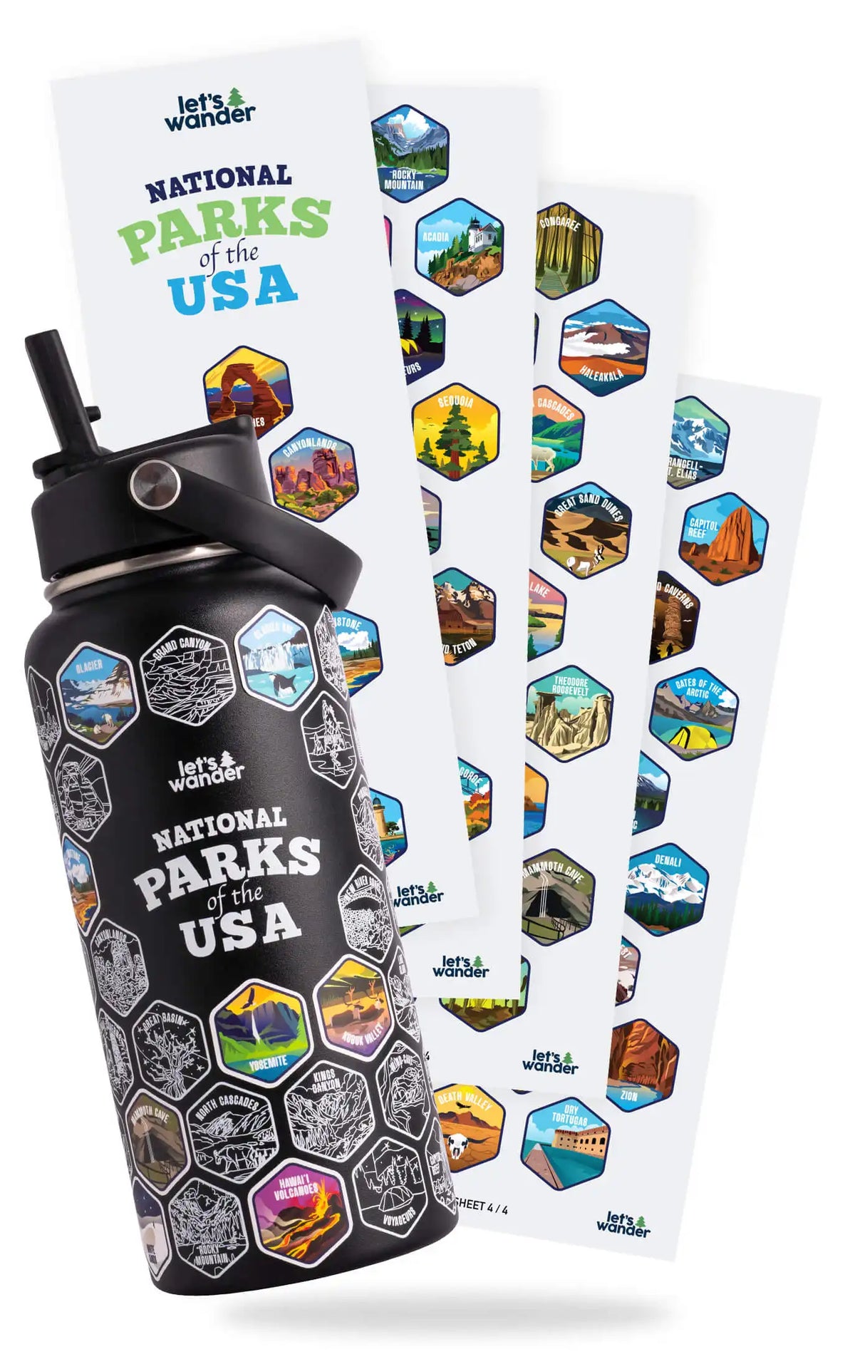 Lets Wander™ National Parks Water Bottle + Stickers