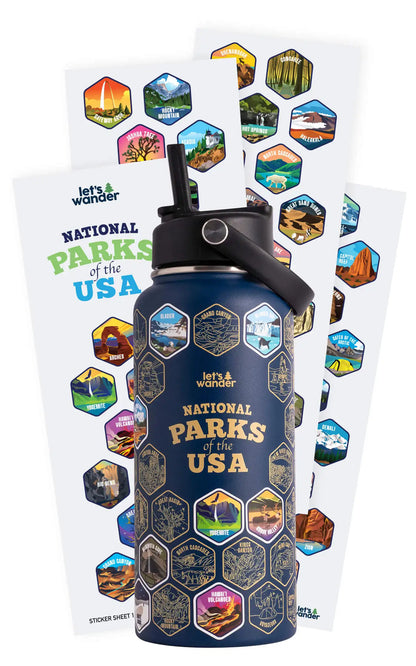 Lets Wander™ National Parks Water Bottle + Stickers