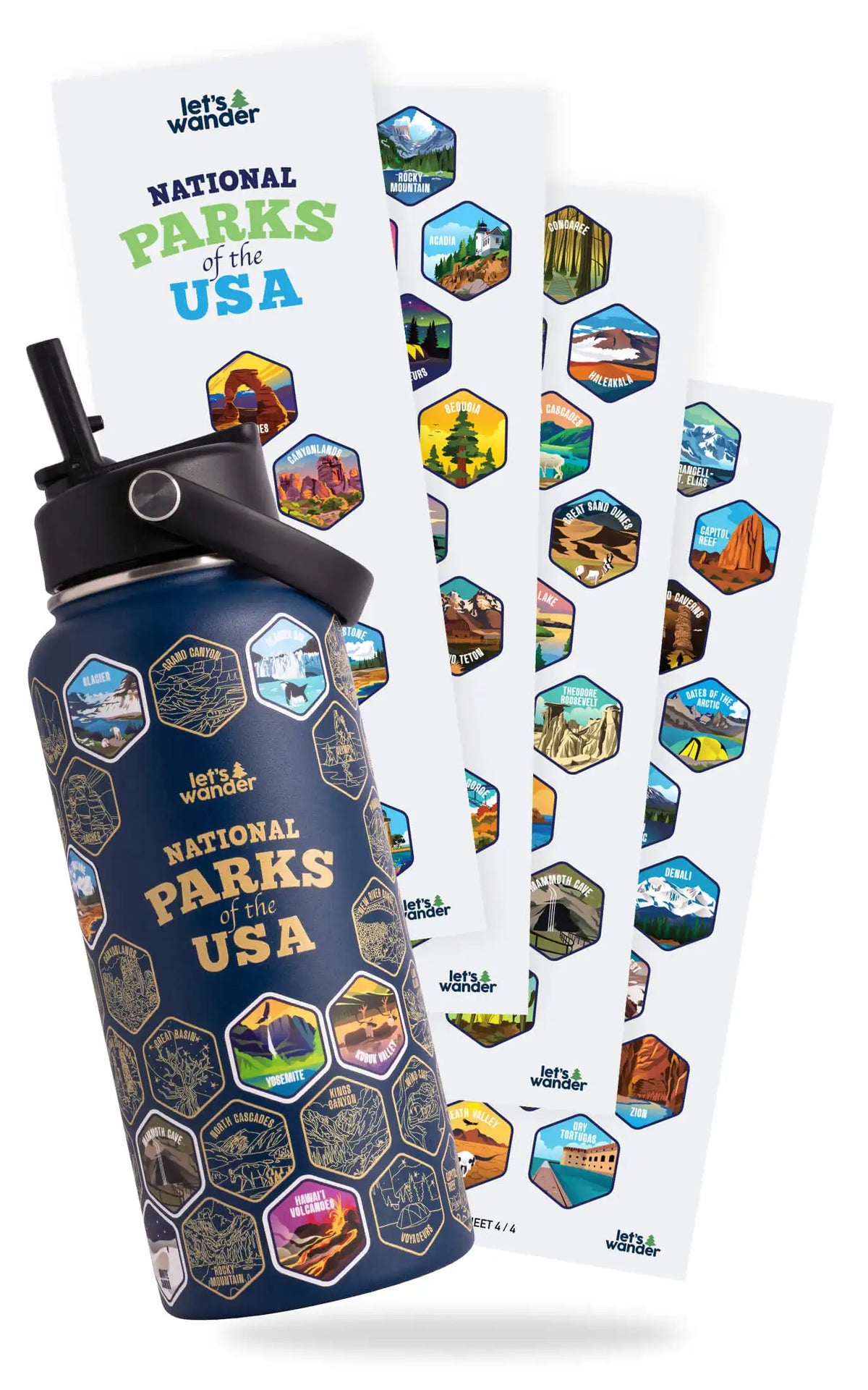 Lets Wander™ National Parks Water Bottle + Stickers