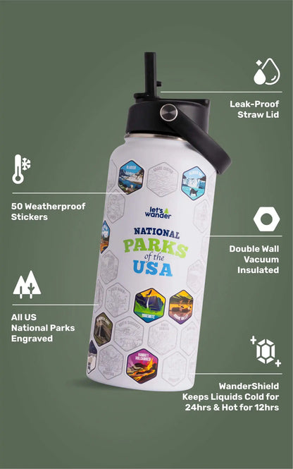 Lets Wander™ National Parks Water Bottle + Stickers