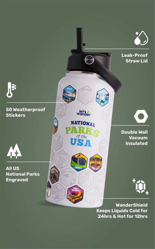 Lets Wander™ National Parks Water Bottle + Stickers