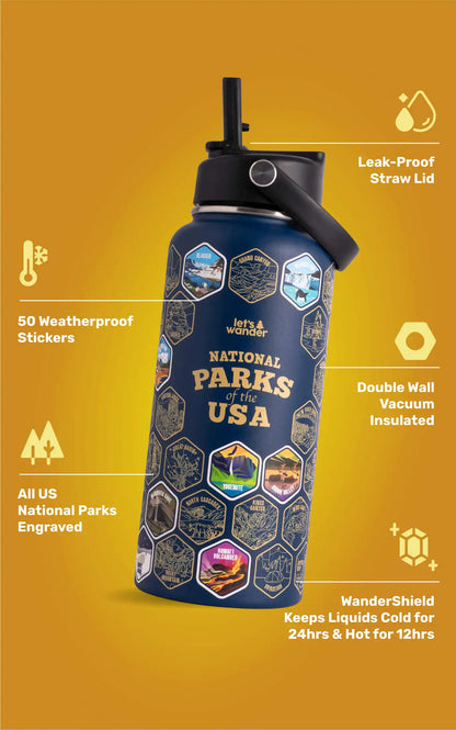 Lets Wander™ National Parks Water Bottle + Stickers