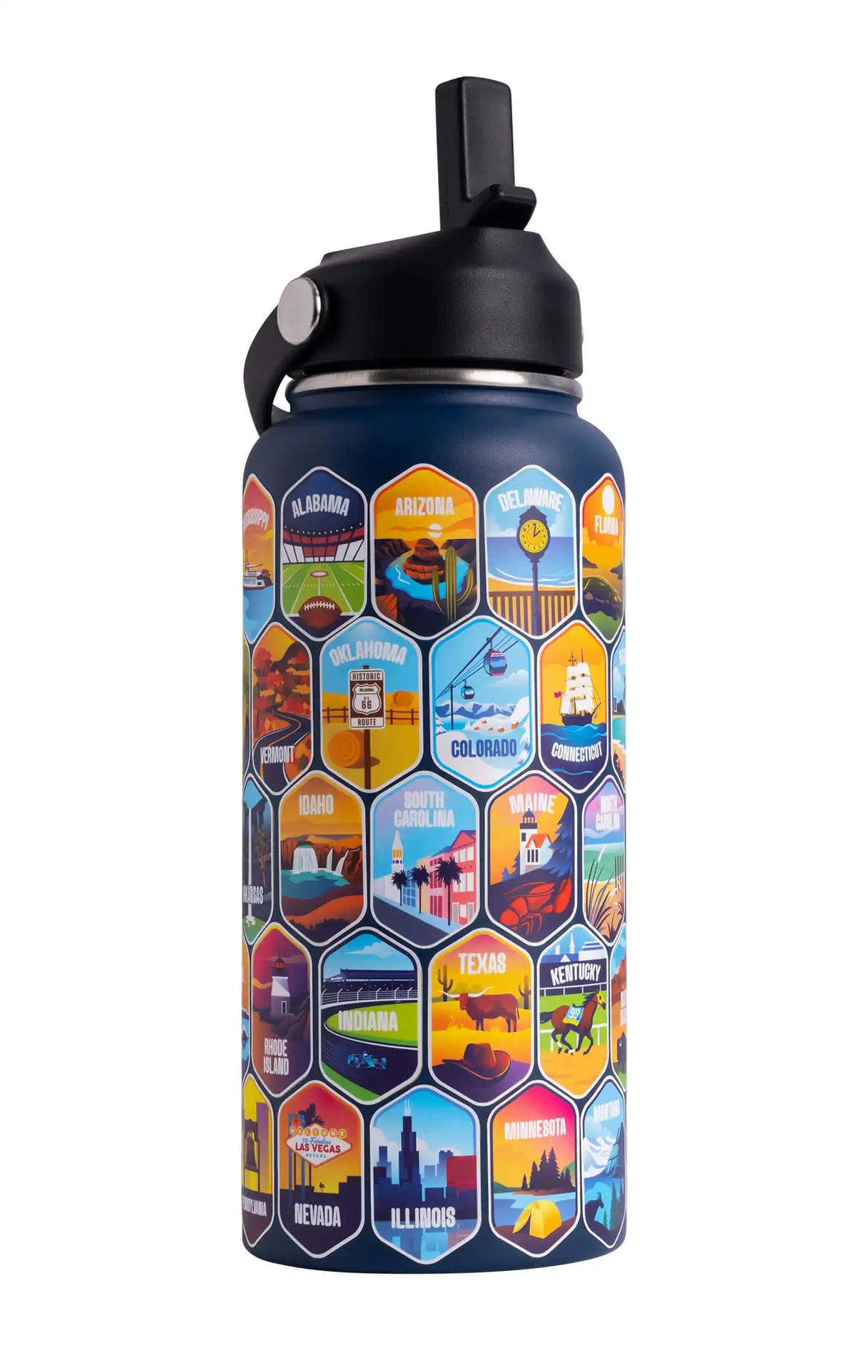 Lets Wander™ 50 States Of The USA Water Bottle + Stickers