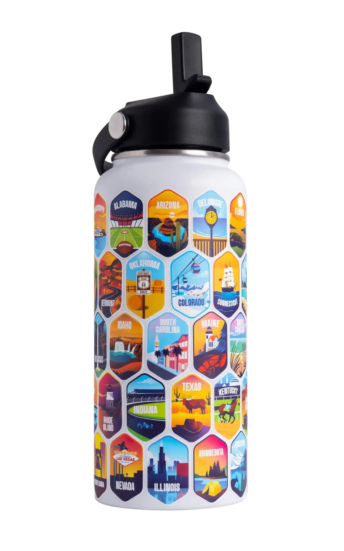 Lets Wander™ 50 States Of The USA Water Bottle + Stickers